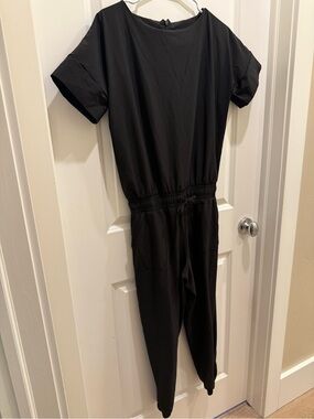Albion Black Performance Jumpsuit Size S Short Sleeve Jogger Travel Athleisure